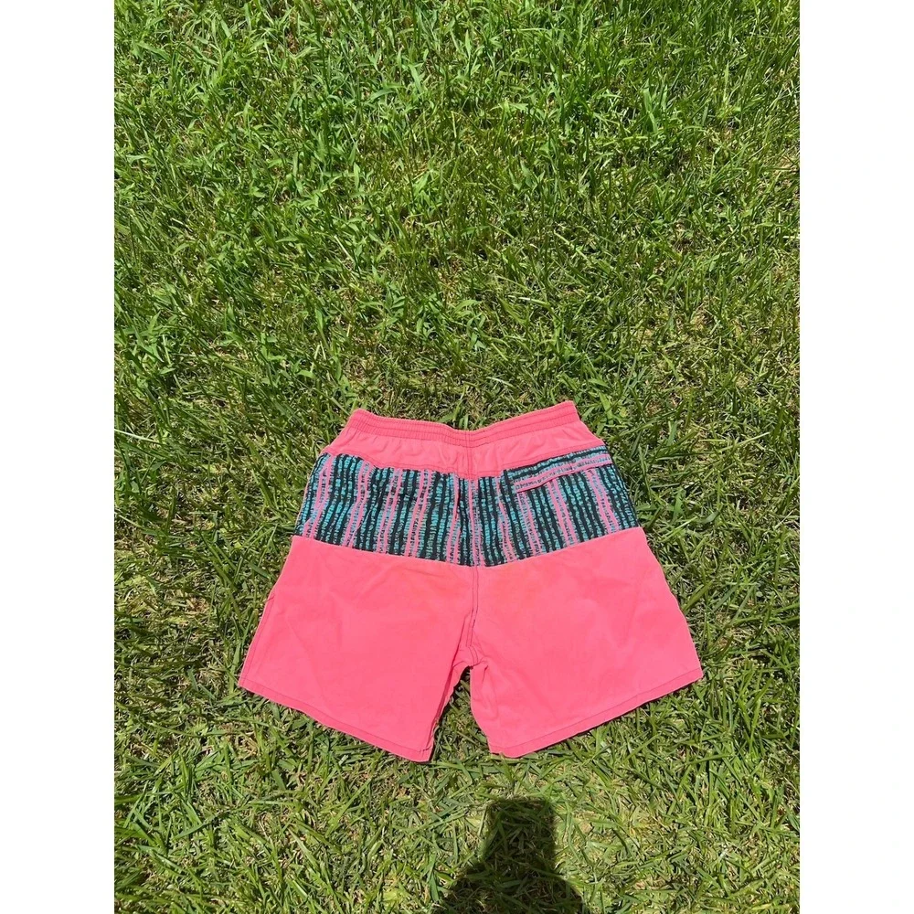Vintage Epic Surf Style Skate Shorts Neon 90s Made USA Ocean Pacific Swim Trunks